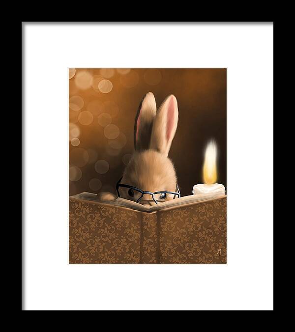 Rabbit Framed Print featuring the painting A mystery story by Veronica Minozzi