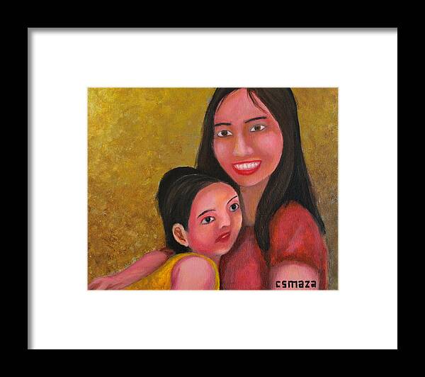 Mom Framed Print featuring the painting A Moment with Mom by Cyril Maza