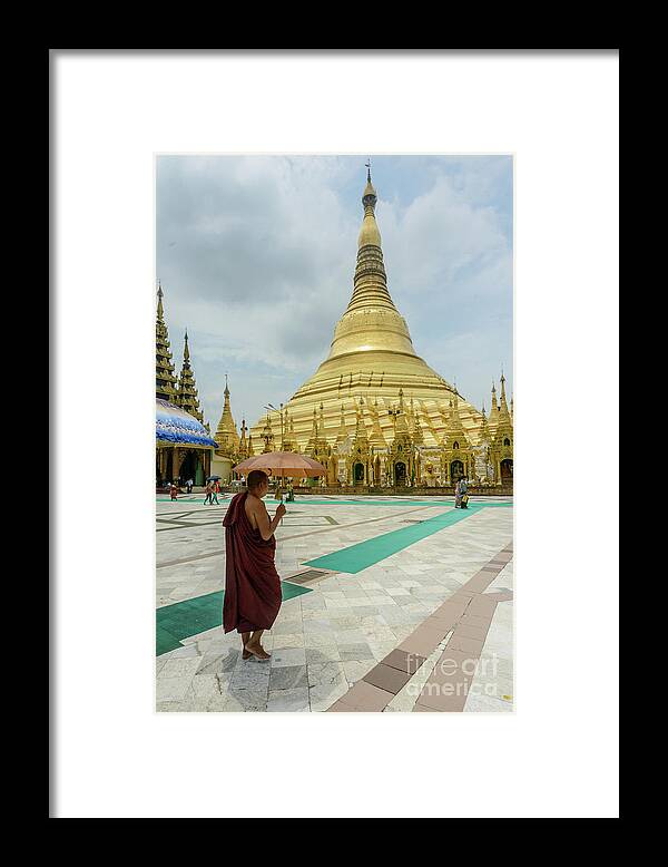 Pagoda Framed Print featuring the photograph A Monk 3 by Werner Padarin