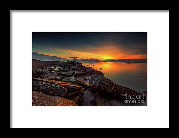 Clouds Framed Print featuring the photograph A Morning on the Rocks by Andrew Slater
