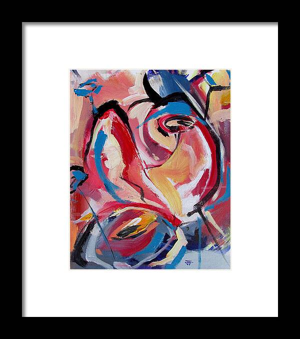 Florals Framed Print featuring the painting A Pair of Roses by John Gholson