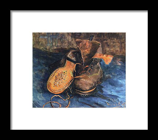 Boot Framed Print featuring the painting A Pair of Shoes, 1887 02 by Vincent Van Gogh
