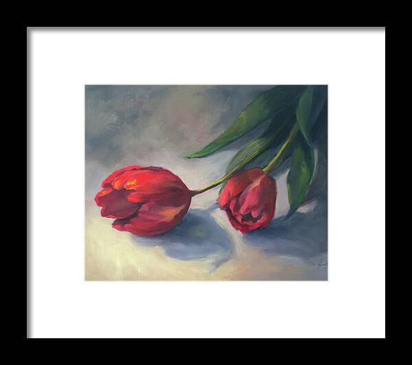 Tulips Framed Print featuring the painting A Pair of Tulips by Vikki Bouffard