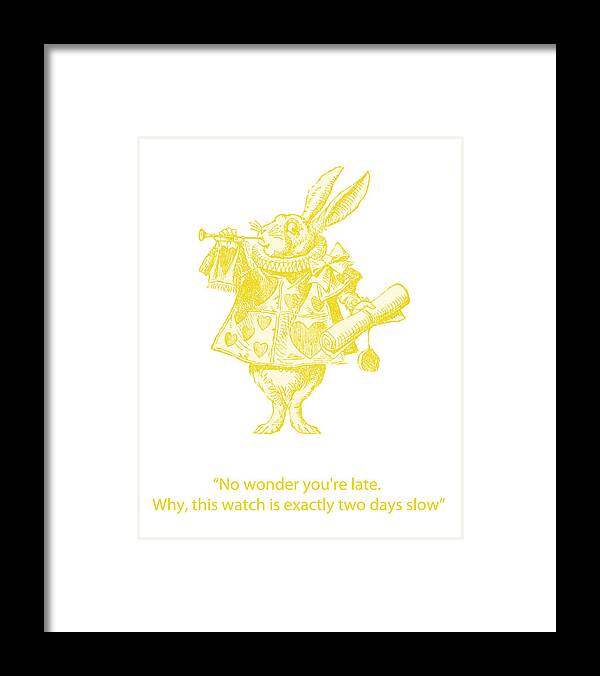 White Rabbit Framed Print featuring the digital art A Punctual Rabbit by Georgia Clare