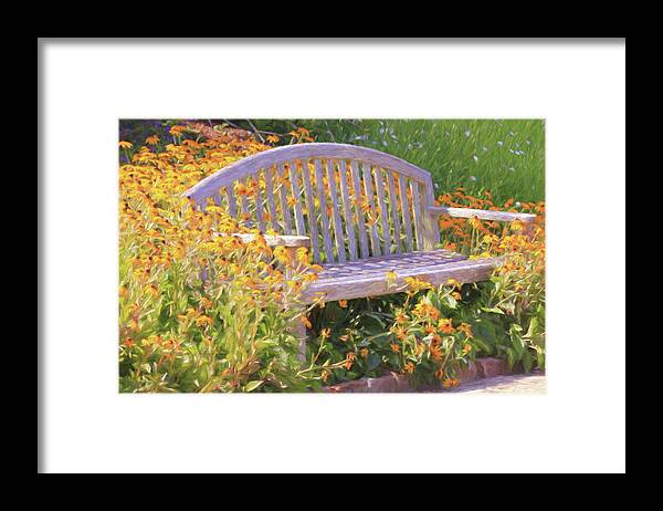 Bench Framed Print featuring the photograph A Quiet Place by Ola Allen