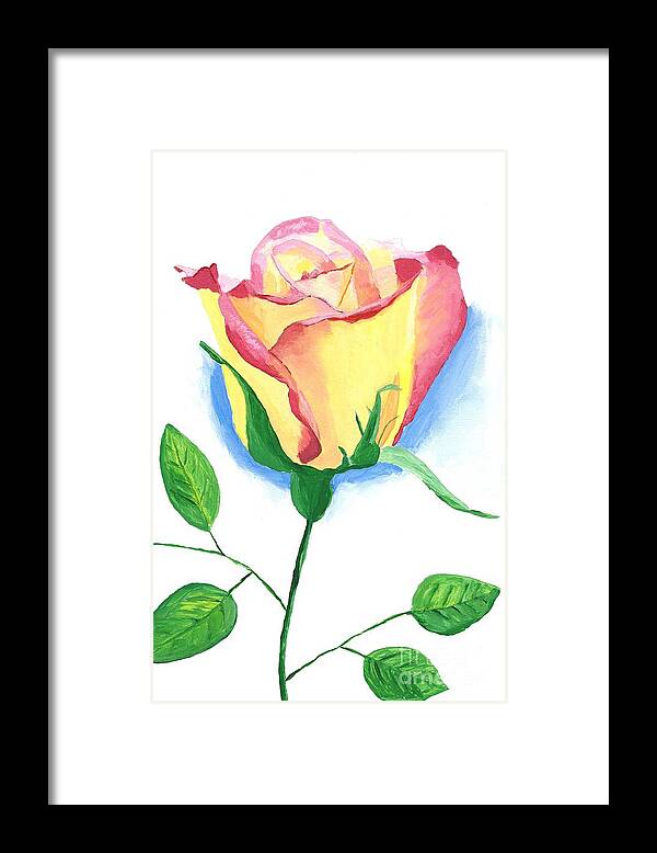 Rose Framed Print featuring the painting A Single Rose by Rodney Campbell
