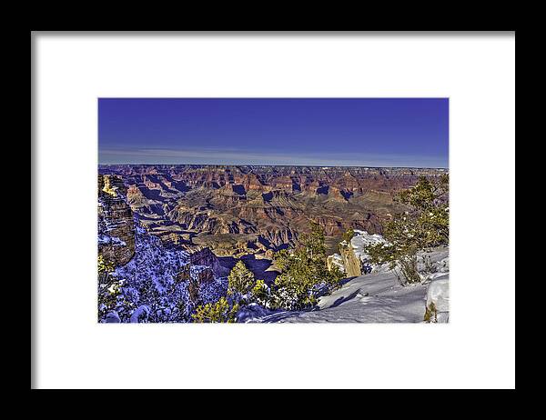 Grand Canyon Framed Print featuring the photograph A Snowy Grand Canyon by Harry B Brown
