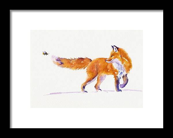 Fox Framed Print featuring the painting A sting in the tail - Red Fox by Debra Hall