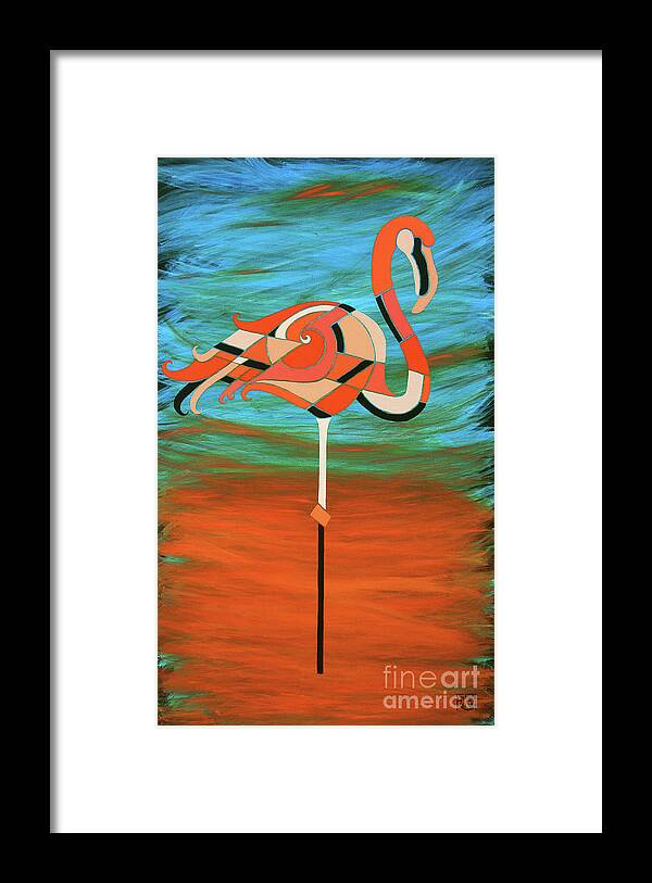 Flamingo Painting Framed Print featuring the painting A Straight Up Flamingo by Barbara Rush