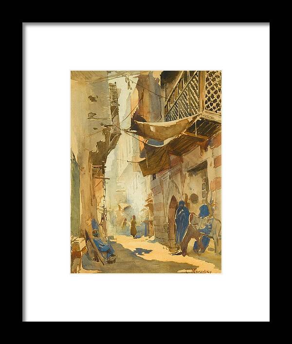 Konstantin Egorovich Makovsky (moscow 1839 - St. Petersburg 1915) Framed Print featuring the painting A Street Scene in Cairo by Egorovich