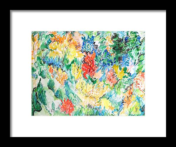 A Summer Garden Frolic Framed Print featuring the painting A Summer Garden Frolic by Esther Newman-Cohen