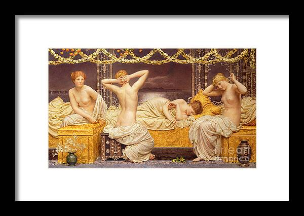 Female Framed Print featuring the painting A Summer Night by Albert Joseph Moore