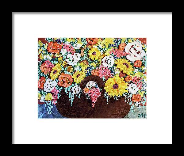 Flowers Framed Print featuring the painting A Tisket A Tasket by Jean Haynes