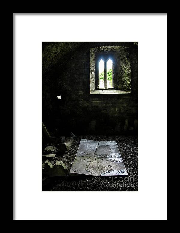 Gravestone Framed Print featuring the photograph A tombstone in Sligo Abbey by RicardMN Photography