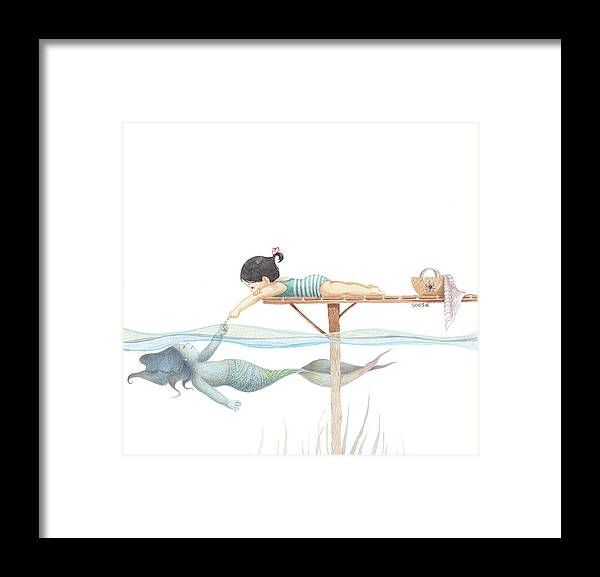 By Soosh Framed Print featuring the drawing A touch away by Soosh