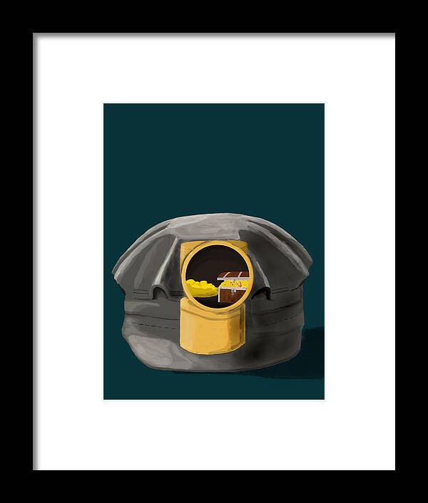 Illustration Framed Print featuring the digital art A treasure inside the miners helmet by Keshava Shukla