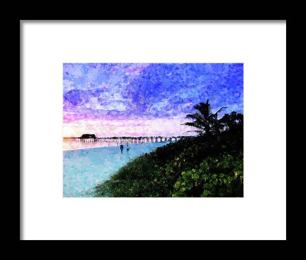 Beach Framed Print featuring the mixed media A View At Naples Pier by Florene Welebny