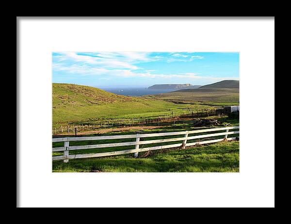 Point Reyes C Ranch Framed Print featuring the photograph A View from C Ranch to Drakes Estero Point Reyes by Bonnie Follett