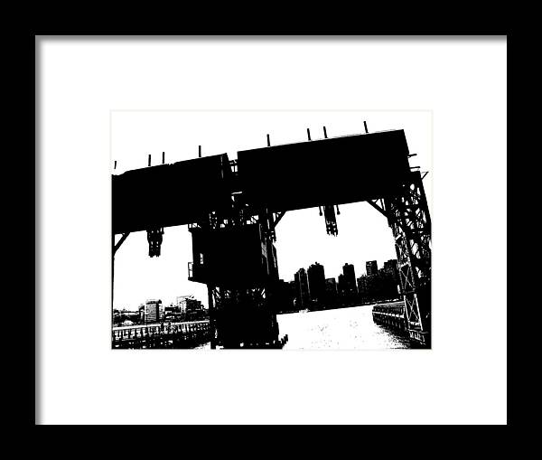 City People Black And White Framed Print featuring the digital art A View From Long Island City 3 by Yelena Tylkina