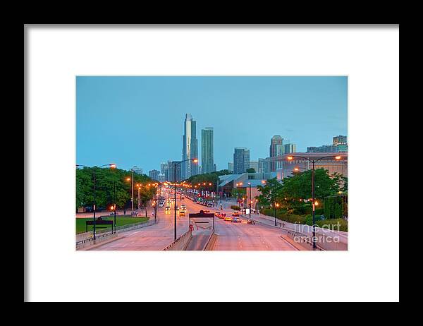 Chicago Framed Print featuring the photograph A View of Columbus Drive in Chicago by David Levin