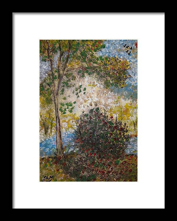Giverney Framed Print featuring the painting A view of Les Jardin de Giverney near Paris by Sam Shaker