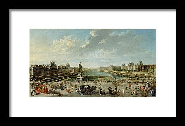 Nicolas-jean-baptiste Raguenet Framed Print featuring the painting A View of Paris from the Pont Neuf by Nicolas-Jean-Baptiste Raguenet