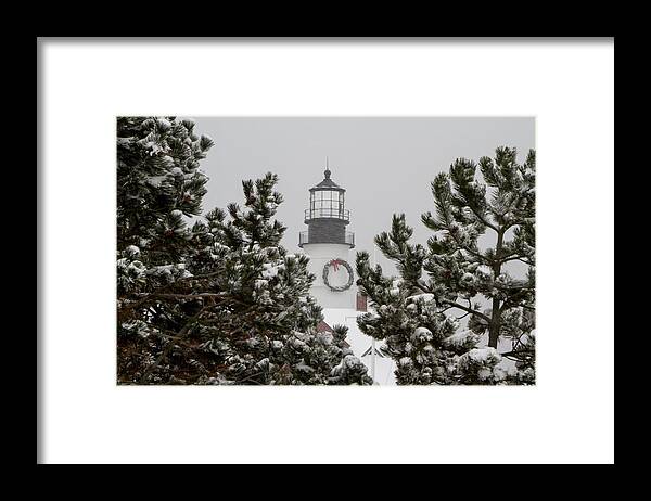 Snow Framed Print featuring the photograph A View of the Portland Head Light by Darryl Hendricks