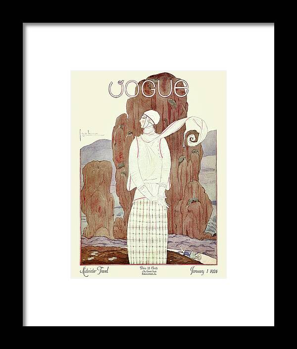 Illustration Framed Print featuring the photograph A Vogue Magazine Cover From 1924 by Georges Lepape