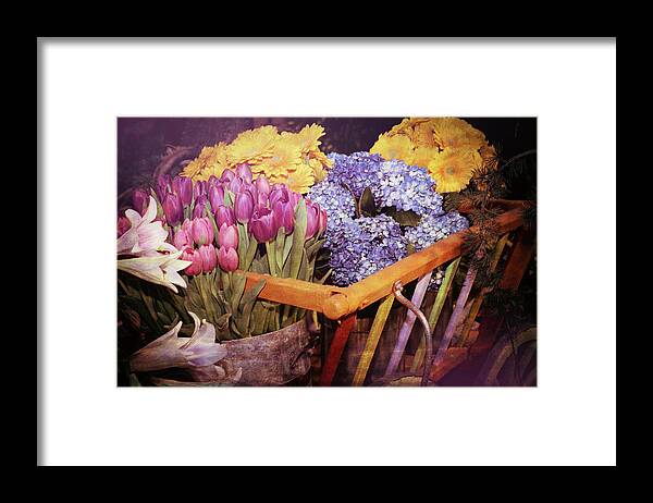 Floral Framed Print featuring the digital art A Wagon Full of Spring by Patrice Zinck