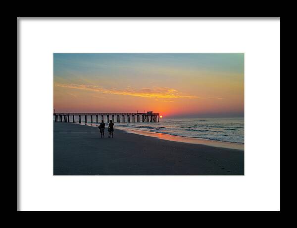 Walk Framed Print featuring the photograph A Walk at Sunrise - Avalon New Jersey by Bill Cannon