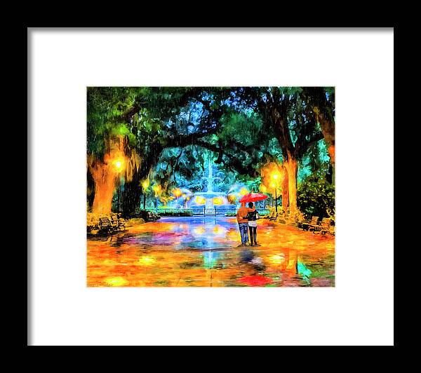 Savannah Framed Print featuring the painting A Walk In Forsyth Park - Savannah by Mark Tisdale