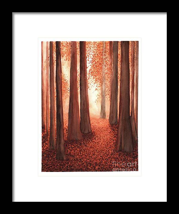 Redwoods Framed Print featuring the painting A Walk in the Redwoods by Hilda Wagner