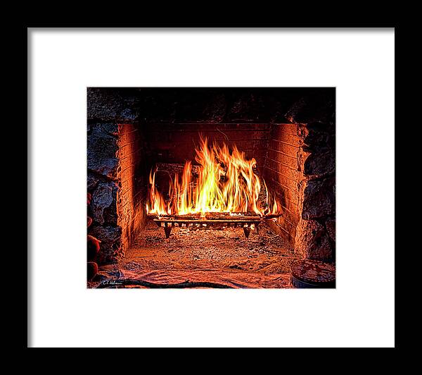 Fire Framed Print featuring the photograph A Warm Hearth by Christopher Holmes