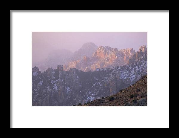 Chiricahua Mountains Framed Print featuring the photograph A Winter Morning At The Chiricahua Mountains' Portal Peak by Steve Wolfe
