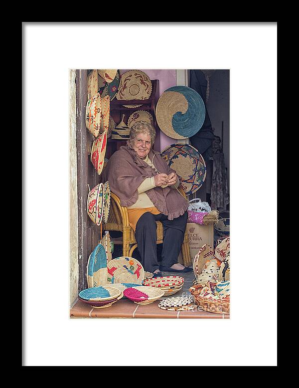 Adult Framed Print featuring the photograph A woman weaving baskets in Castelsardo by Patricia Hofmeester