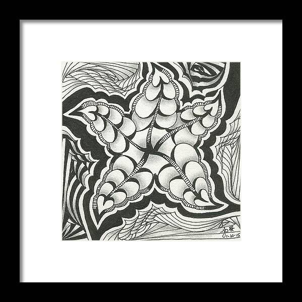 Zentangle Framed Print featuring the drawing A Woman's Heart by Jan Steinle