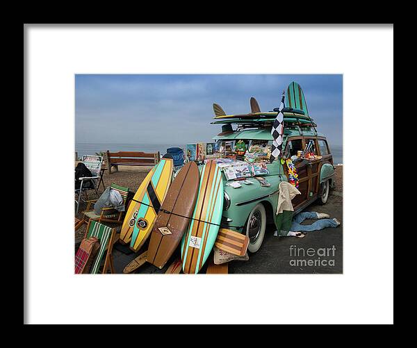 1940s Framed Print featuring the photograph A Woodie and Its Tchotchke by David Levin