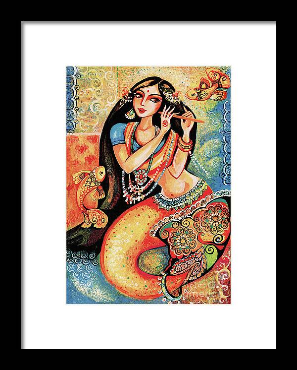 Sea Goddess Framed Print featuring the painting Aanandinii and the Fishes by Eva Campbell