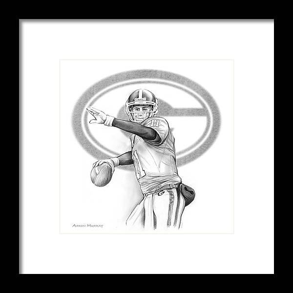 Aaron Murray Framed Print featuring the drawing Aaron Murray by Greg Joens