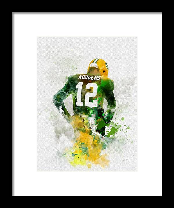 Aaron Rodgers Framed Print featuring the mixed media Aaron Rodgers by My Inspiration