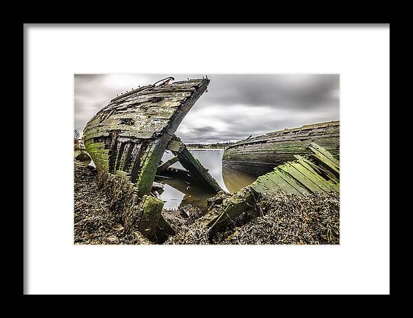 Abandoned Framed Print featuring the photograph Abandoned boats in Bowling harbour Scotland travel photography by Giuseppe Milo