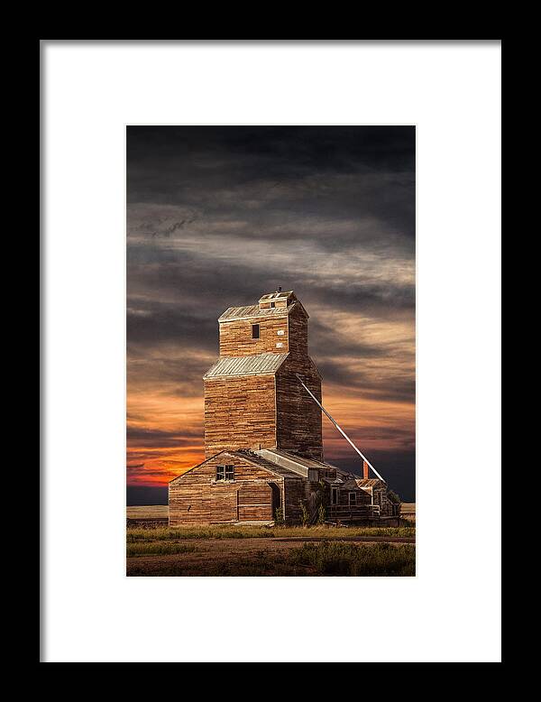 Elevator Framed Print featuring the photograph Abandoned Grain Elevator on the Prairie by Randall Nyhof