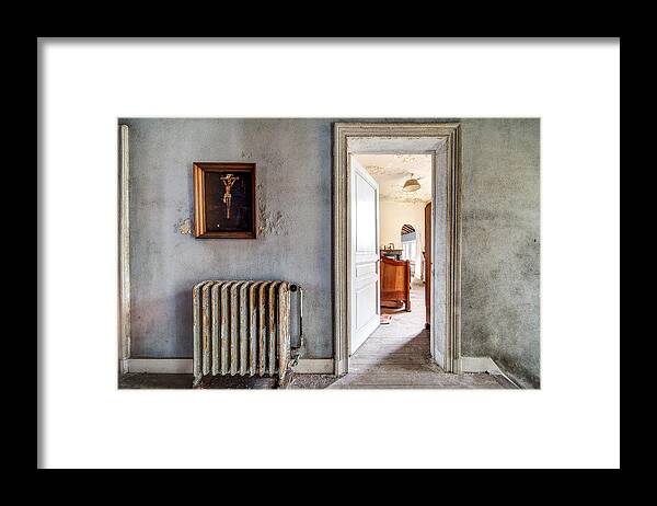 Belgium Framed Print featuring the photograph abandoned Jesus - urban exploration by Dirk Ercken