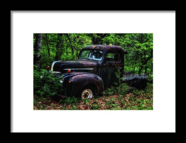 Pickup Framed Print featuring the photograph Abandoned - Old Ford Truck by John Vose