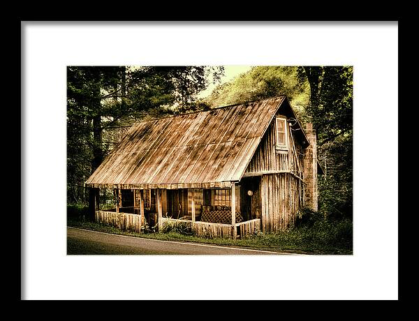 Abandoned Framed Print featuring the photograph Abandoned Vintage House in the Woods by Dan Carmichael