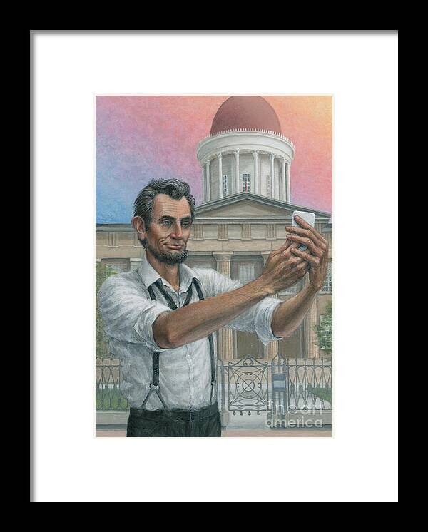 Abe Framed Print featuring the painting Abe's 1st Selfie by Jane Bucci
