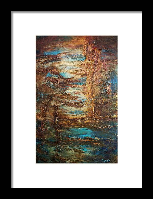 Blue Abstract Painting Framed Print featuring the painting Lagoon by Patricia Lintner