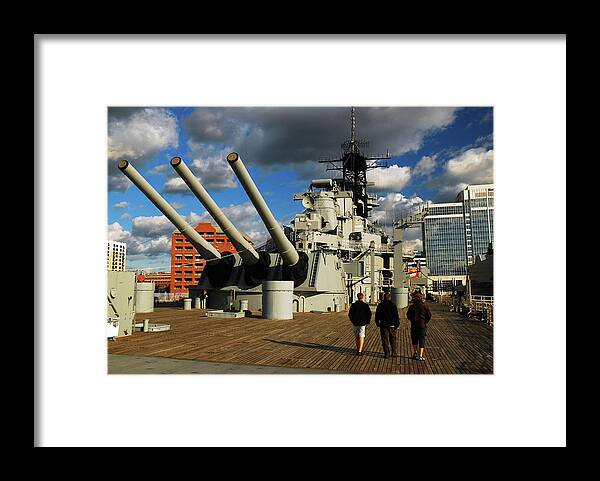 Norfolk Framed Print featuring the photograph Aboard the USS Wisconsin by James Kirkikis