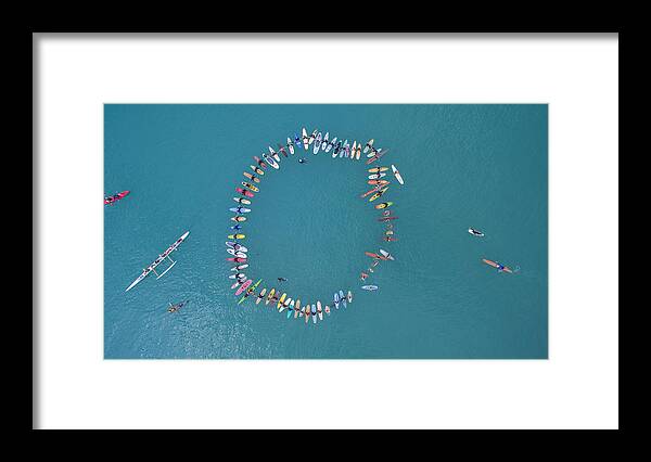 Above Framed Print featuring the photograph Above the Paddle-Out by David Levy