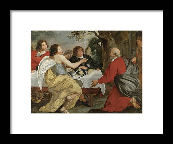 Flemish School Framed Print featuring the painting Abraham and the Angels by Flemish School